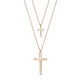 KristLand - 18K Gold Plated Paperclip Bead Snake Herringbone and Figaro Chain Layered Necklace for Women Choker/Cross Layered Necklace Gift Layer Cross Rose Gold