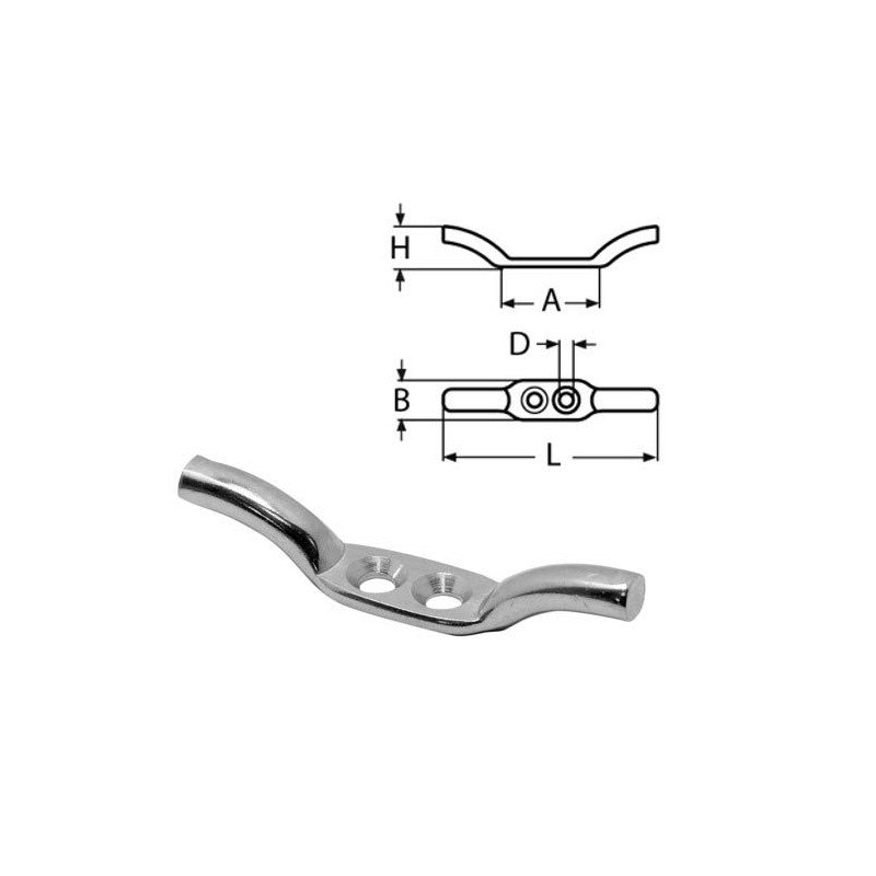 stainless steel flag pole cleat - 50mm - A2 (304)