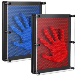 Jenaai 2 Pack Extra Large 3D Pin Art Board Toy 10 x 8 Inch Plastic Pin Art Board Sensory Toy Stress Relief Fidget Toy for Boys Girls Adult Creative Fidgets Christmas Birthday Gifts, (Red and Blue)