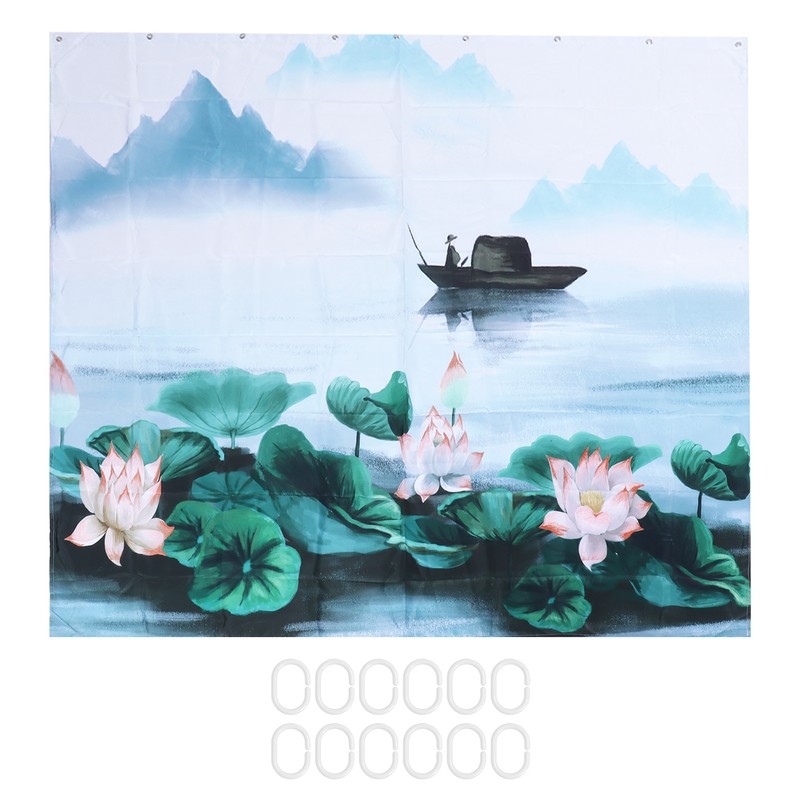 Blackout Curtains Waterproof Flower Pattern Shower Curtain Window Panels for