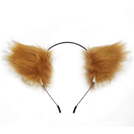 dressfan Cat Ear Headband Fox Ears Hair Band Cute Ear Hair Accessories for Anime Cosplay Costume Party Decoration Costume Dressing Parties - brown-white