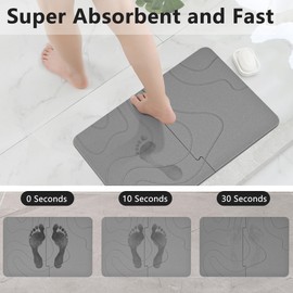 Peppry Shower Stone Bath Mat, Diatomaceous Earth Quick Dry Bath Stone Mats for Bathroom - Super Absorbent, Easy to Clean (22.8 * 15.3" Grey)