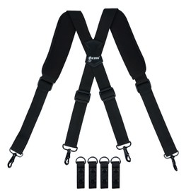 KUNN Tactical Duty Belt Suspenders with Metal Hook,Men Padded Police Harness for Duty Belt,Black