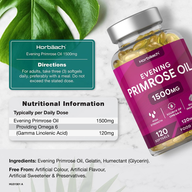 Evening Primrose Oil 1500mg | Cold-Pressed | High Strength with