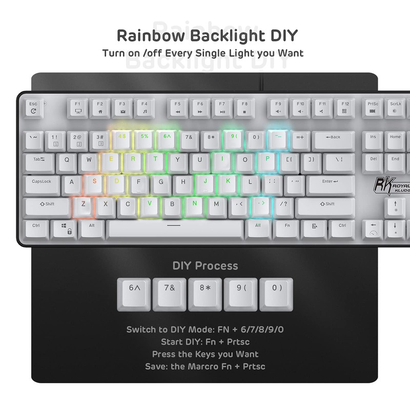 RK ROYAL KLUDGE RK920 Full Size Mechanical Keyboard, Rainbow Backlit