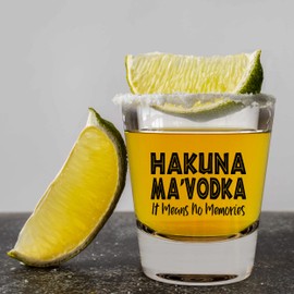 LitGifts Hakuna Mavodka Shot Glass, Cute Shot Glasses for Women or Men, Funny Shot Glasses for Adults, 1.75 Ounce Glass Shot Glass, Reusable Made in USA