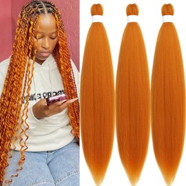 UPerfe Burnt Orange Braiding Hair Extensions for Braids Synthetic Braiding Hair Pre Stretched Natural Yaki Knotless Organic Non Toxic Pre Sectioned Braiding Hair Crochet 30 Inch 3 Bundles