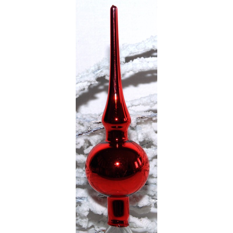 Jingle Bells Lauscha Christmas Tree Topper Red Shiny Plain Mini
