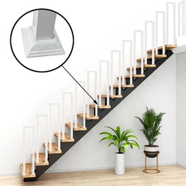 JuneFanwei 2FT White Sturdy Non-Slip U-Shaped Safety Guardrail, Equipped with Decorative Cover, Retro Industrial Iron Handrail, Stylish & Safe Grab Bars, for Indoor and Outdoor Steps