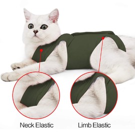 oUUoNNo Cat Wound Surgery Recovery Suit for Abdominal Wounds or Skin Diseases, After Surgery Wear, Pajama Suit, E-Collar Alternative for Cats