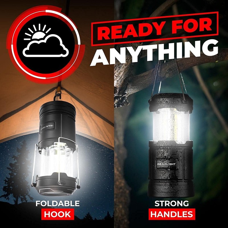 GearLight Camping Lantern - 2 Portable LED Battery Powered Lantern