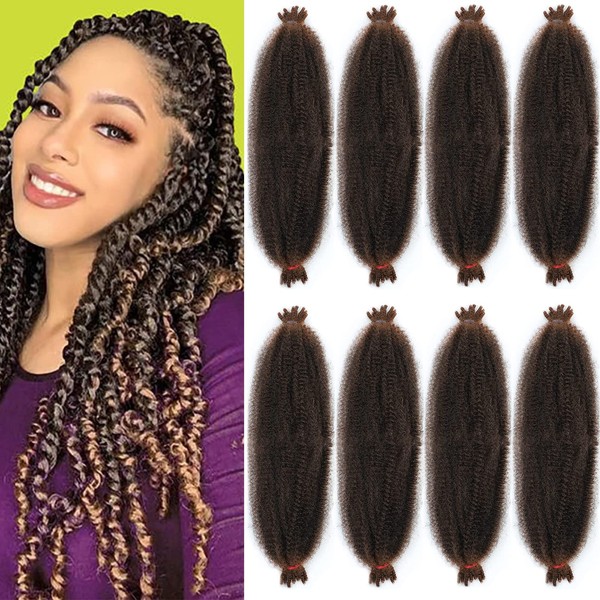16 Inch 3 Packs Pre-Separated Springy Afro Kinky Twist Crochet Hair for Women Braiding Hair for Faux Locs Synthetic Pre Fluffed Spring Twsit Hair Extensions (24 inches (Pack of 8), T1b/30)
