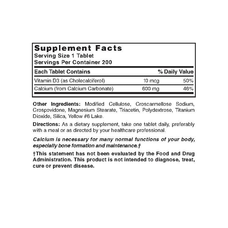 NAT B CALCIUM CARB/D TB 600MG 200