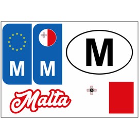 Daged Malta Sticker Card 5 Pieces – Foreign License Plate Car Motorcycle Biker Flag Vinyl KN