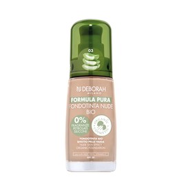 Deborah Milano Foundation Formula Pure Nude BIO, No. 03 Beige, with Vitamin C and Aloe Vera, SPF 20, Liquid Texture with Medium Coverage, for an Even, Radiant and Velvety Complexion