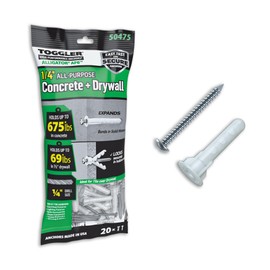 TOGGLER Alligator AF6 Flanged Anchor with Screws, Polypropylene, Made in US, for #6 to #12 Fastener Sizes (20)