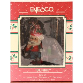 Enesco Wee Tree Trimmers Bunkie Ornament 1989 "Bunkie" 1st Pixie Elf
