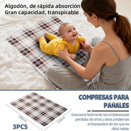 Almohadillas de Cama Absorbentes, 3pcs Protector de Cama para Incontinencia Lavable, Antideslizante, Reutilizable para Niños/Adultos/Ancianos/Mascotas-Lavables a máquina (Caqui, 100×150cm)