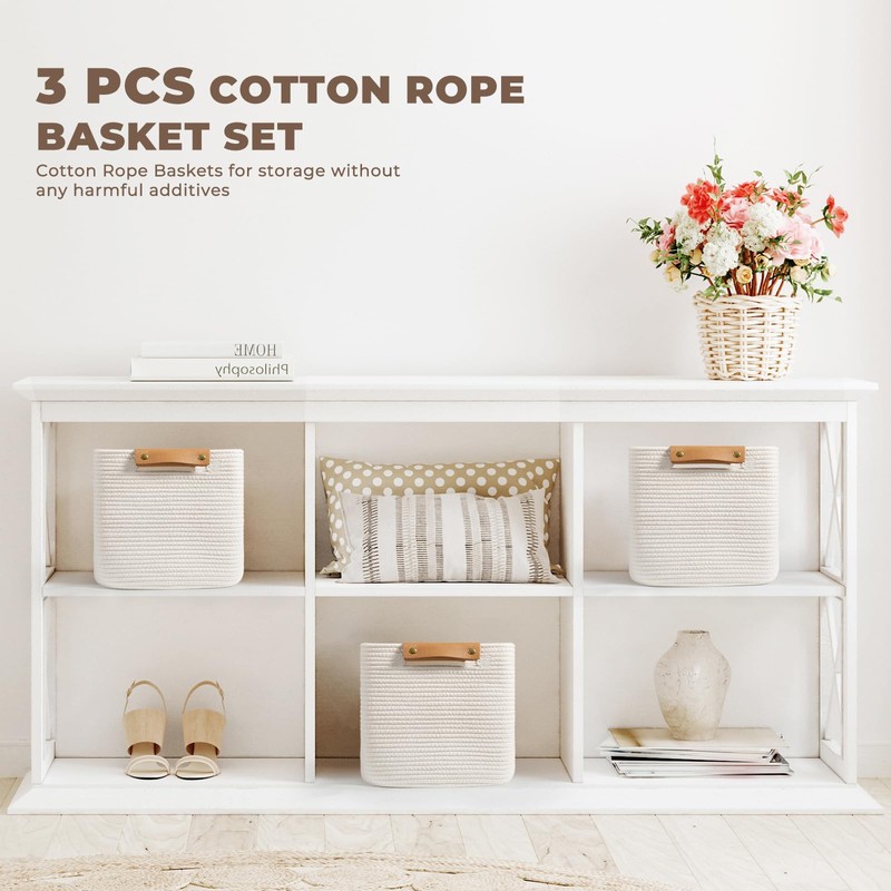 danpinera Set of 3 11 Inch Storage Baskets, Cube Storage