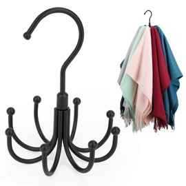 ZEDODIER Scarf Organizer Scarf Hanger for Closet, Rotatable Sturdy Hijab Holder Holds 8 Scarves, Metal Space Saving Closet Organizers and Storage, Black