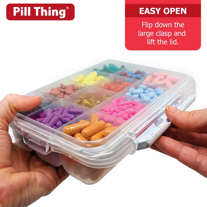 12 Compartment Large Pill Case with Airtight Seal - Silicone