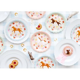 48-Piece Crockery Set Pony Cute Horses Birthday Girl Boy Party Tableware Children's Birthday Boy Adult Paper Tableware Horse Rider for 12 People