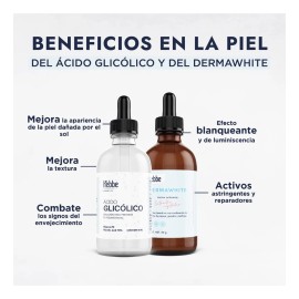 Kit Aclarado Piel Axilas Rodillas y Rostro Dermawhite Acido Glicolico y Aceite Arroz natural Hebbe Cosmetics  Ludika 3 piezas                         
