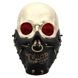 XIXTUT Skeleton Skull Half Face Mask Party Cosplay Hip Hop Punk Spike Mask Black