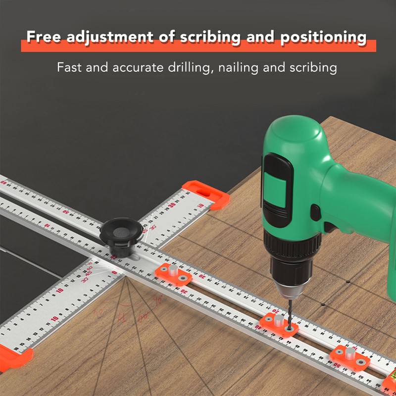 Woodworking Ruler Scribing Tool 2 In 1 Multifunctional Aluminum Alloy