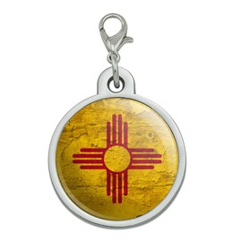 GRAPHICS & MORE Rustic Distressed New Mexico State Flag Chrome Plated Metal Pet Dog Cat ID Tag