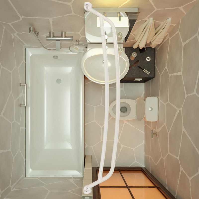 YunNephele Adjustable Curved Double Shower Curtain Rods for Bathroom 45