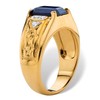 PalmBeach Men's Yellow Gold-plated Emerald Cut Created Blue Sapphire and