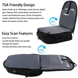 MATEIN College Large Travel Backpack, TSA Expandable Laptop Backpack with USB Charging Port, Anti Theft Computer Bag Fit 17.3 Inch Laptop Water Resistant College Backpack Gift for Men Women, Black