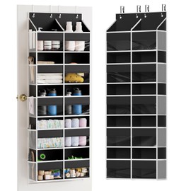 SpaceAid Extra Large Over The Door Organizer with 10 Large Pockets and 10 Mesh Side Pockets, 5 Layers Door Organizer Hanging with Clear Window for Bedroom, Bathroom, Pantry and Nursery, Black