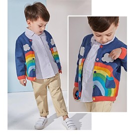 Mud Kingdom - Suéter unisex para niños, diseño de arcoíris y nubes, Azul, 12-18 Meses