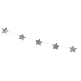 PartyDeco Star Spangled Banner Silver Star Spangled Banner Hanging Decoration for Birthday Party Wedding Communion Party with Cosmos Theme