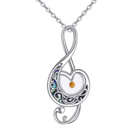 URONE Mustard Seed Necklace 925 Sterling Silver Mustard Seed Faith Music Note Pendant Christian Jewelry Gifts For Women