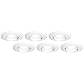 Tesler 4" White Gimbal Retrofit 10W LED Eyeball Downlights 6-Pack