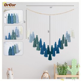 DrCor Back to School Ombre Green Macrame Garland – Boho Yarn Wall Hanging for Calm Classroom Decor, Teacher Desk, Bulletin Board, Preschool Reading Corner & Dorm Room Banner