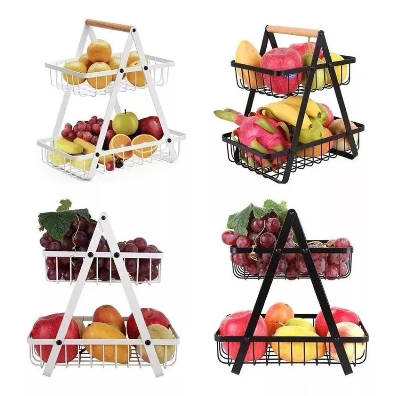 Canasta Frutero Cesta 3 Niveles Frutas Verduras Hogar Color Negro