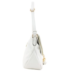 Tassel Accent Crossbody Bag with Flap Top (White)