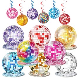 AQUGOO 84Pcs 70s Retro Disco Disposable Paper Plate and Latte art,Sparkly Rock Dance Party,Birthday Bachelorette Plates Decorations Supplies