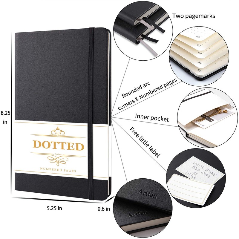 Dotted Notebook - Bullet Grid Hardcover Journal, Dotted Journal with
