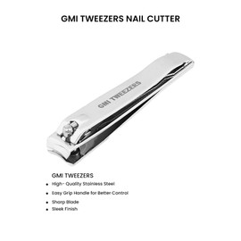 GMI TWEEZERS Nail Clippers Set, Sharp Stainless Steel Fingernail Clipper & Toenail Clippers, Black Nail Cutter (Silver)