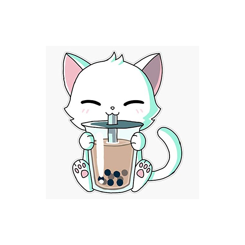 Boba Cat Sticker Decal Vinyl Bumper Sticker Decal Waterproof 5"