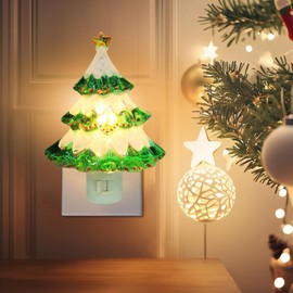 Wonder Solar Christmas Tree Night Light, Holiday Night Lights Plug Into Wall, 4.5" Christmas Bethroom LED NightLights for Kids, Toddler, Baby, Childrens