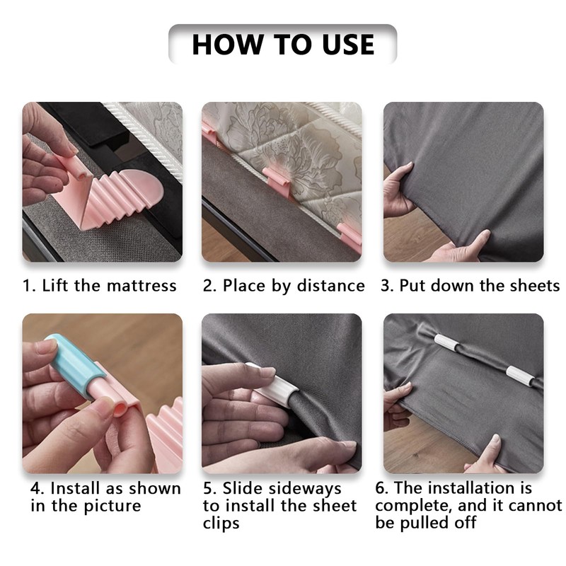 NEVKA 6 Pcs Bed Dheet Clips, Elastic Fitted Sheet Clips,