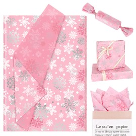 Whaline 100 Sheets Winter Tissue Paper Pink Christmas Snowflake Gift Wrapping Paper 13.7 x 19.6 Inch Pink Snow Flakes Art Craft Tissue for Winter Xmas New Year Baby Shower Wedding Decor