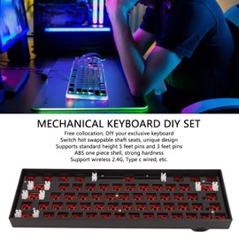 ASHATA 60% RGB DIY Mechanical Keyboard, 61 Keys Hot Swappable 3Pin 5Pin Switch, Bluetooth 5.0/USB C Wired/2.4GHz Customized Gaming Keyboard Kit for Win/for iOS/for