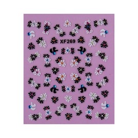 Generic Rhinestone Flowers Rose Daisy Stripes Nail Decals Stickers Xf269 Nail Wraps Art Stickers Manicure Supplies for Women for Home Nails Full Long Lasting Easy Apply and Remove